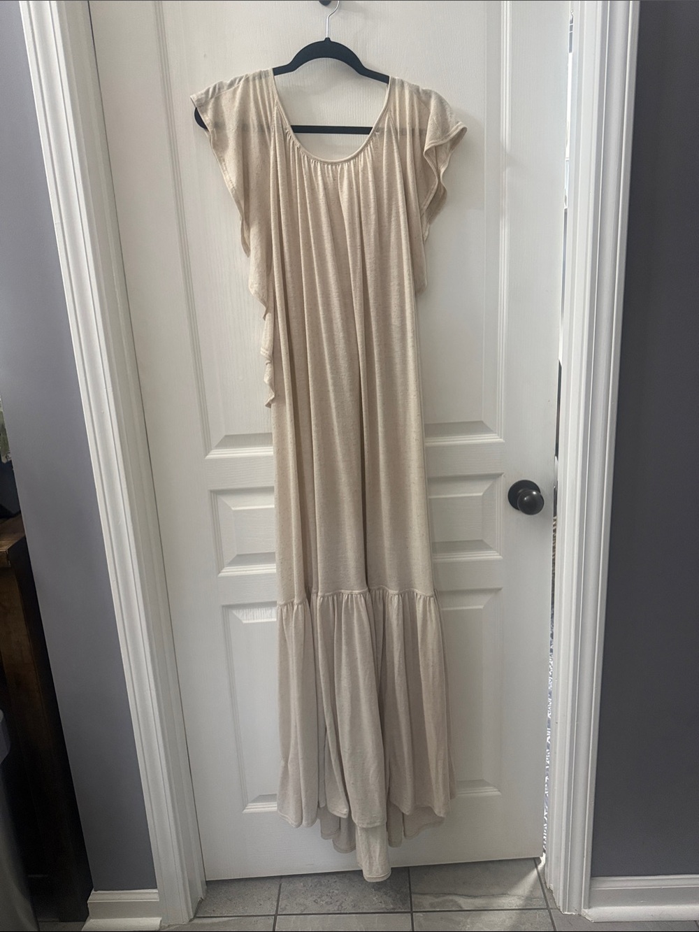 Free People Cream Ruffle Sleeve Maxi size Large